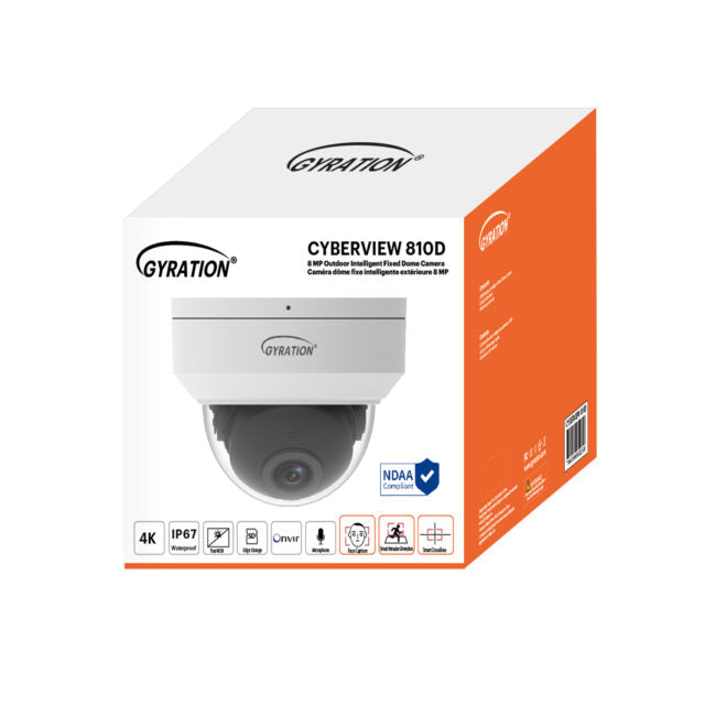 Gyration - Outdoor Network Camera CYBERVIEW 810D 8MP Intelligent Fixed Deterrence Dome