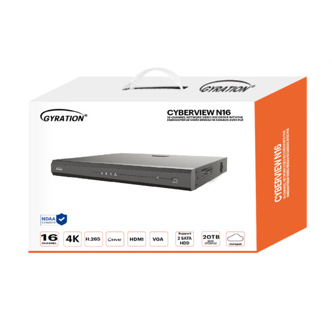 Gyration - Network Video Recorder (NVR) CYBERVIEW N16 with PoE 16-Channel Input