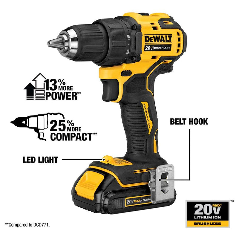 DEWALT DCD708C2 20V MAX Compact Drill Kit, Refurbished