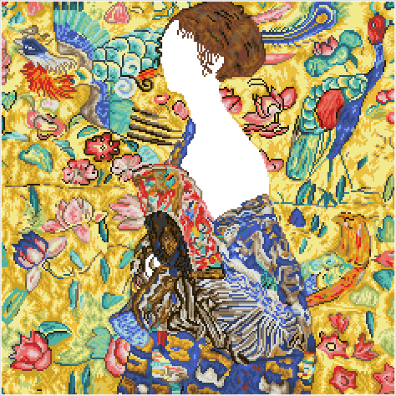 Lady With Fan (Klimt) 75X75