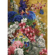 Gilded Cat & Flowers 60X80