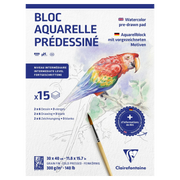 Initiation watercolour pad Animals 15 sheets (2 sheets x 6 designs) 300G (11.8 x 15.7 in)