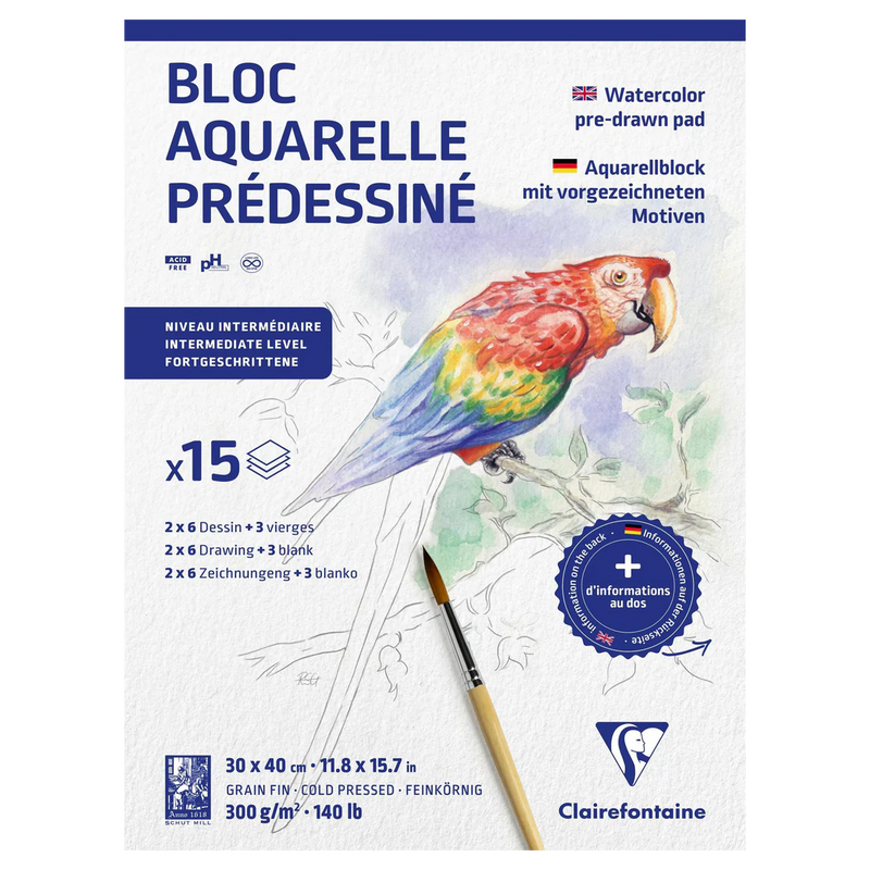 Clairefontaine - Initiation watercolour pad Ani ls 15sh (2shx6 designs) 3