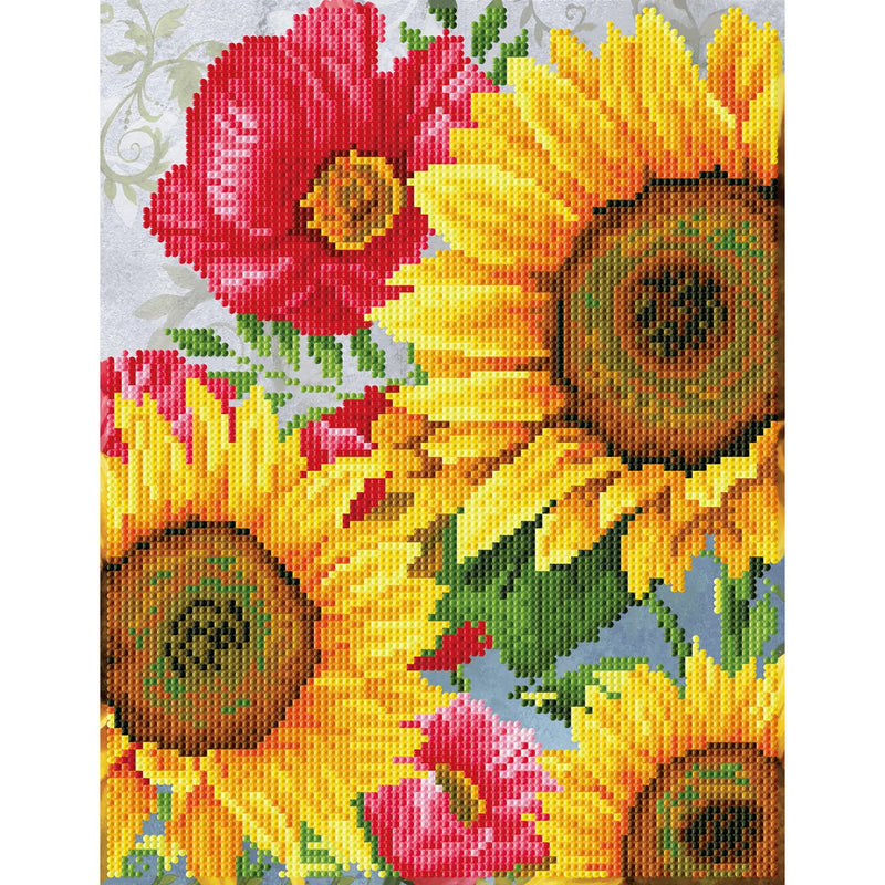 POPPIES & SUNFLOWERS (13.6" x 10.5" - 35cm x 27cm)