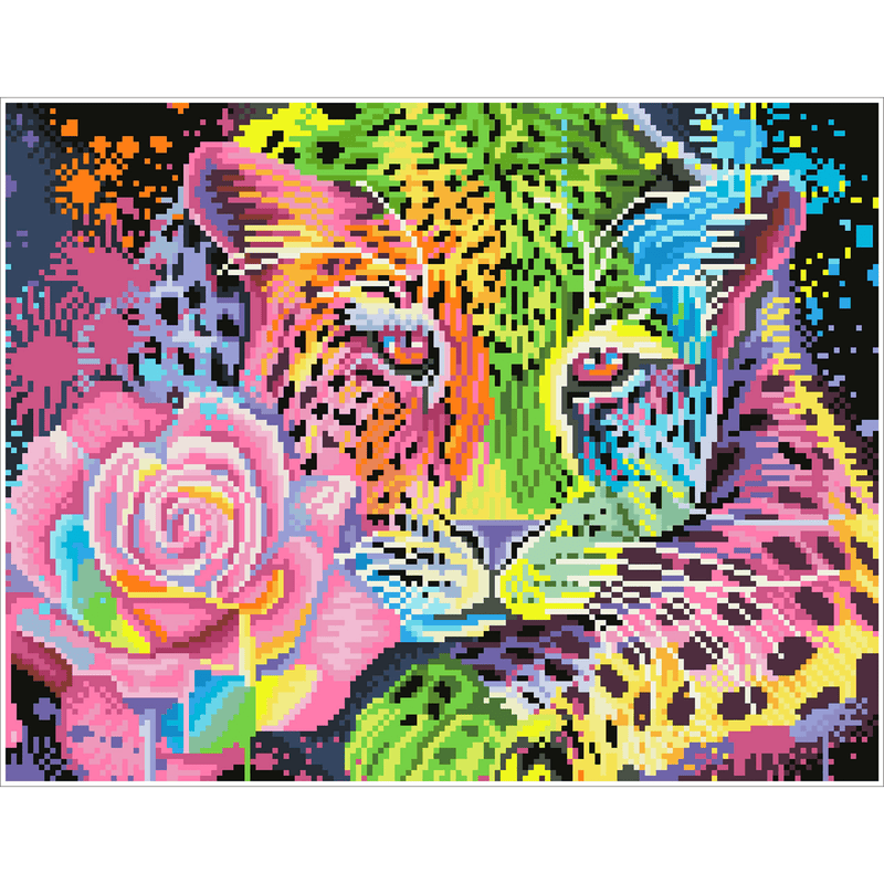 NEON RAINBOW LEOPARD (13.7" x 17.6" - 35cm x 45cm)