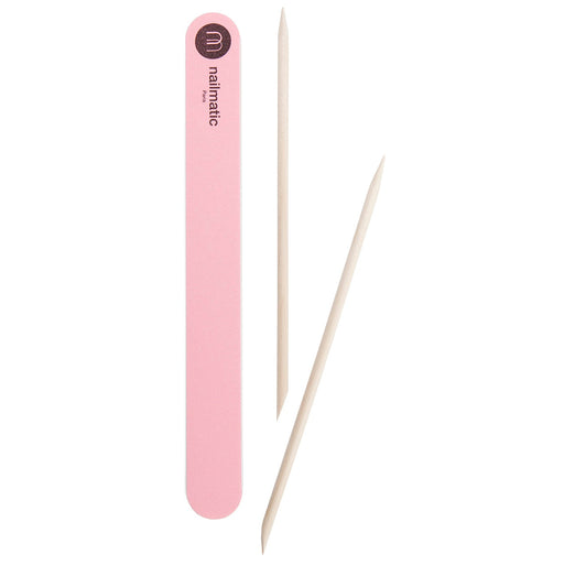 Nailmatic - Accessories - 1 Lime Rose + 2 Batons Cutiles / 1 Pink Nail File + 2 Cuticules Sticks