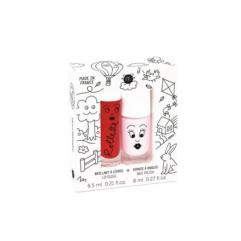 Nailmatic - Rollette Nail Polish Duo Set - Kids Cottage: Cherry Rollette + Bella Nail Polish