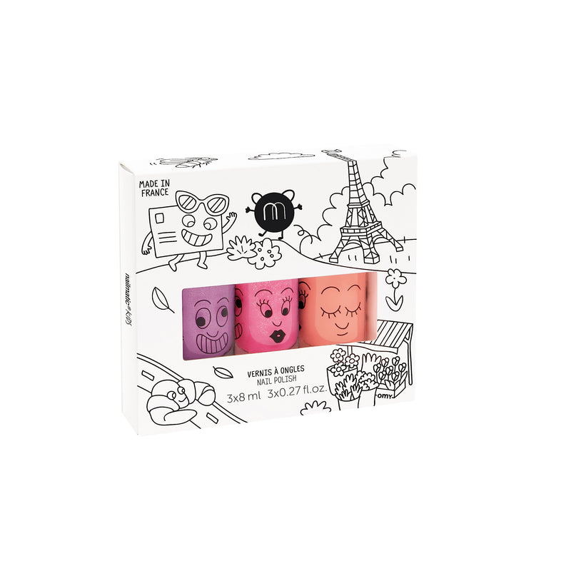 Nailmatic - Set of 3 Water Based Nail - polishes - Paris: Marshi+Dolly+Flamingo