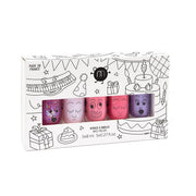 Nailmatic - Set of 5 Water Based Nail - polishes - Party: Sheepy + Polly + Cookie + Kitty + Piglou