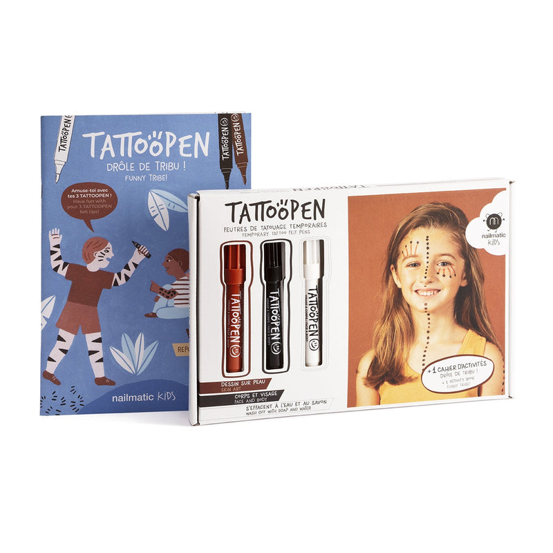 Nailmatic - Tattoo Pen Set Funny Tribe - Brown Black White