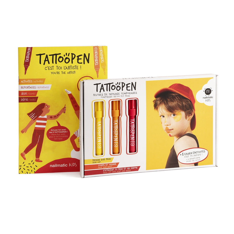Nailmatic - Tattoo Pen Set You’re the Artist - Yellow Orange Red