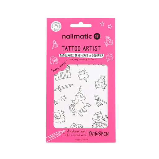 Nailmatic - Temporary Coloring Tattoos - Tattoo Coloring Board - Magic World