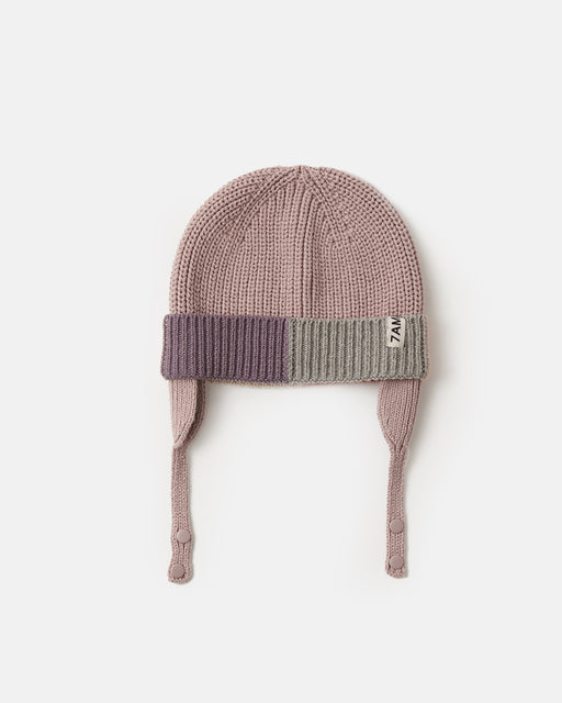 7AM - Beanie Flap Chunky | Ash Rose, Multicolor - 0-6M
