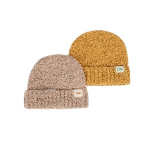 7AM - Beanie - Fuzzy - set | Pecan, Amber - 6-18M