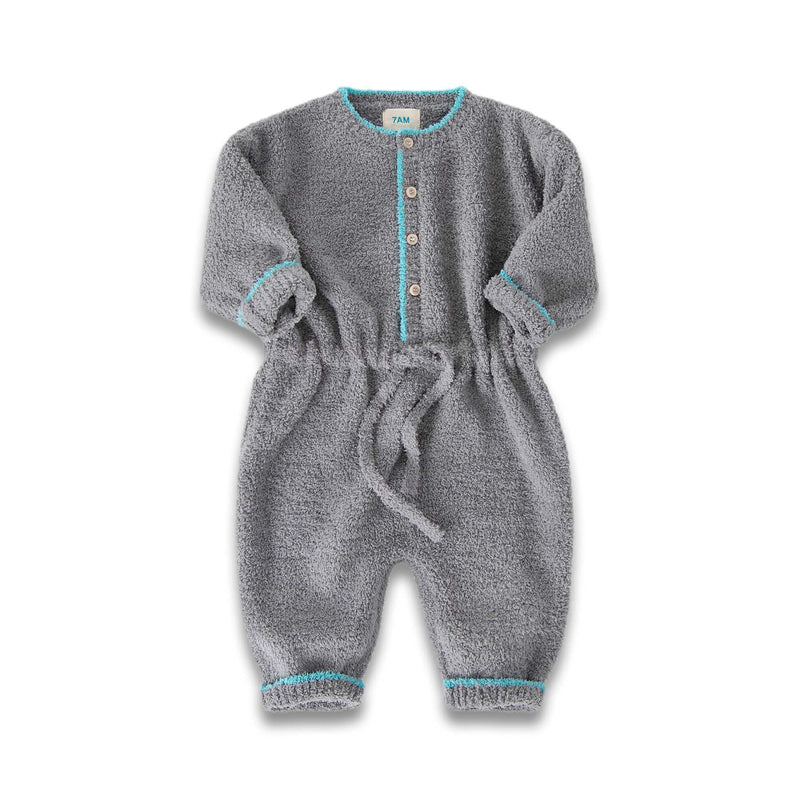 7AM - Boxy Long Sleeve Jumpsuit - Fuzzy | Gris - 2-3T