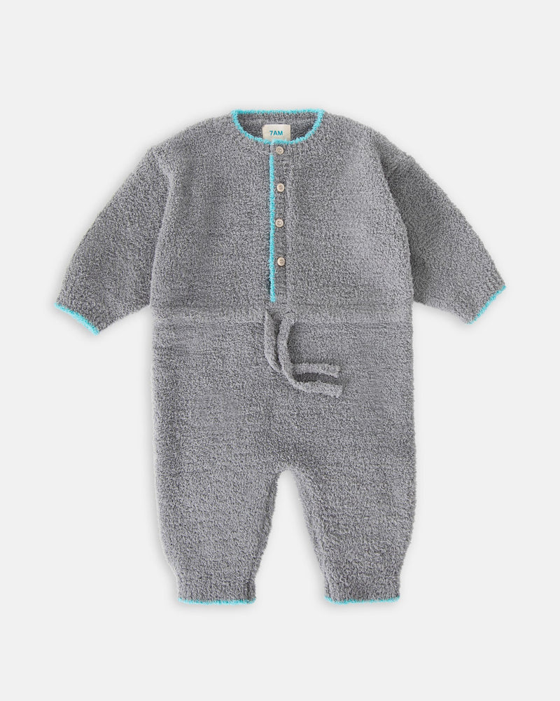 7AM - Boxy Long Sleeve Jumpsuit - Fuzzy | Gris - 2-3T