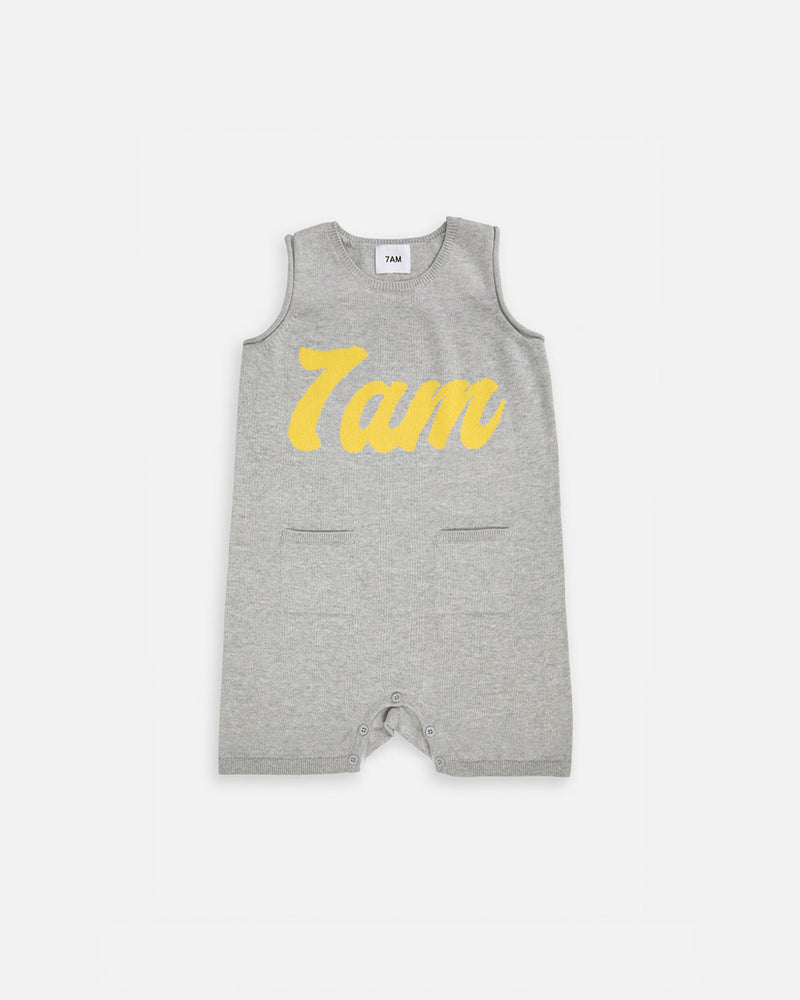 7AM - 7AM Logo Boxy Romper | Heather Grey - 6-12M