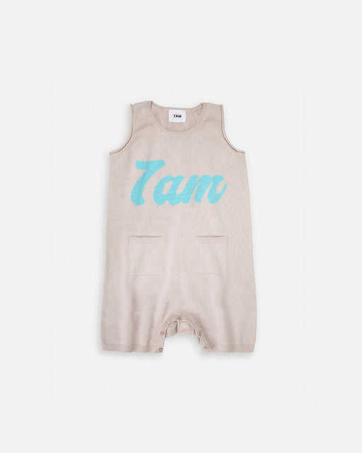 7AM - 7AM Logo Boxy Romper | Oat - 6-12M