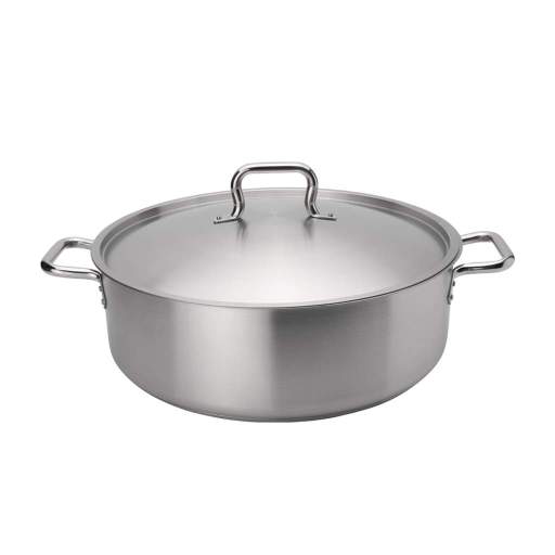 Browne - Elements Brazier with Cover - 25QT / 23.75 L - 17.7x6.1" / 45x15.5 cm - Stainless Steel - NSF