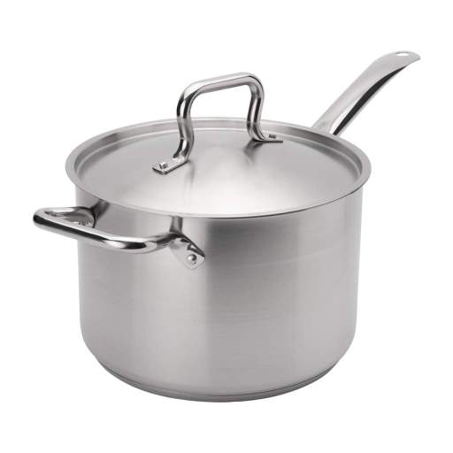 Browne - ELEMENTS Sauce Pan, w/Cover, 7.6qt/7.2L, 9.4x6.5"/23.9x16.5cm, SS, NSF - Limolin 