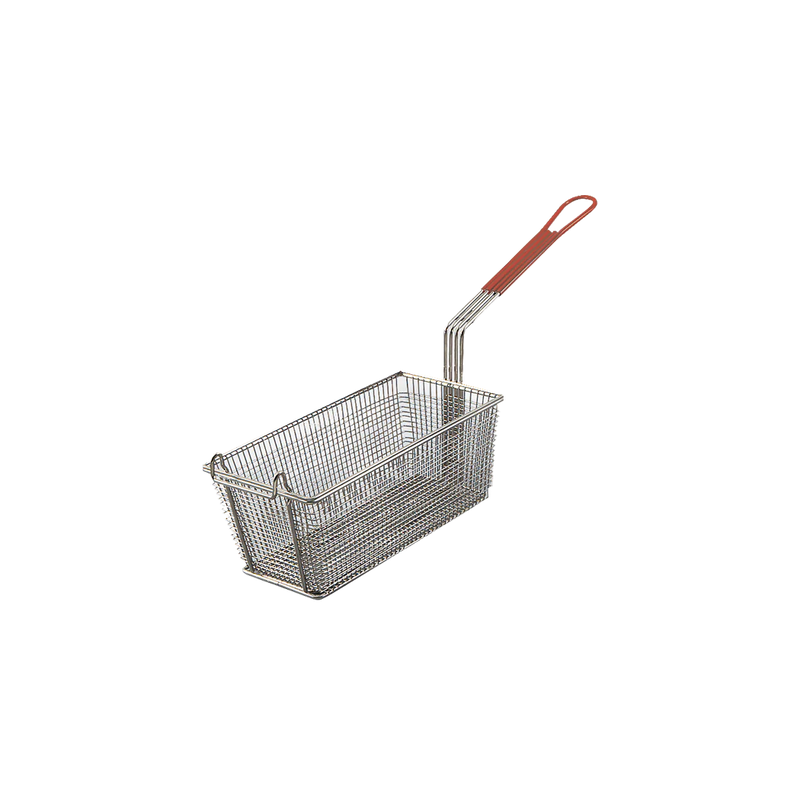 Browne - Fry Basket - 13x5.5x5.5" / 33x14x14 cm - Rectangle - Nickel - Played - Red Handle