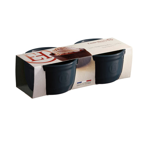 EMILE HENRY - Bleu Nuit Ramekin - x 2PC Set 10.5x6 cm / 4x2.4" 0.25 L / 8.5 oz