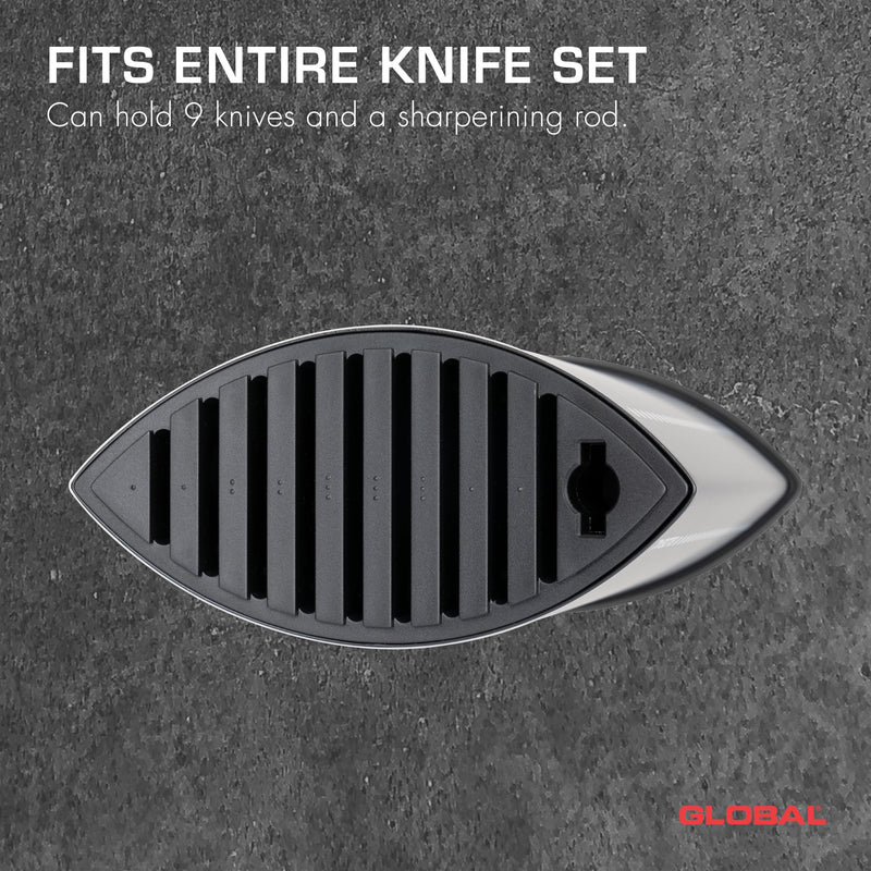 Global - Knife Block holds/10pc Ship Shape Black w/dots - Limolin 