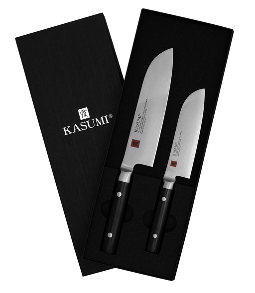 Kasumi - DAMASCUS Set, Jap Chef Knife 18cm/7" & SM Santoku Knife 13cm/5"