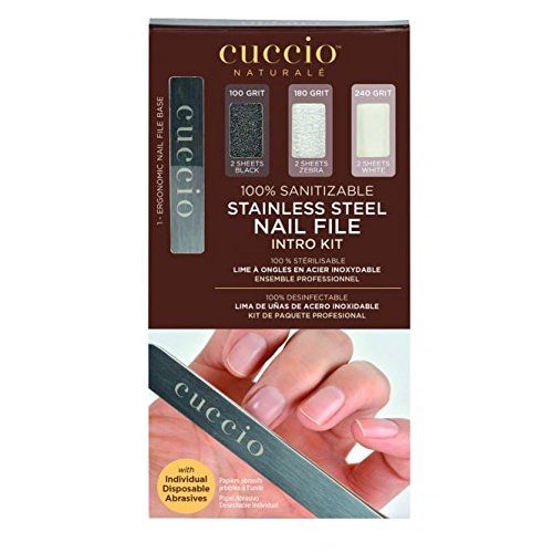 Cuccio - Ergonomic Stainless Steel Nail File Intro Kit with 6 sheets