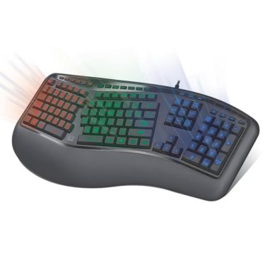 Adesso - Keyboard Wired Tru - Form 150 Ergonomic Multimedia Large Print 3 Color LED Integrated Palm Rest - French Canadian - Black