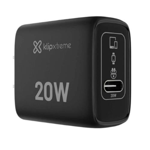 Klipxtreme - Wall Charger 1 Port USB-C 20W GaN PD 3.0 Fast Charge - Black