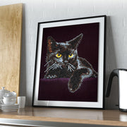 DIAMOND DOTZ - Midnight CAT (14" x 11")