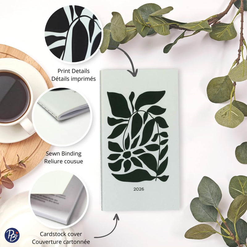 PBI - ANNUAL AGENDA 2026 MINI- BLACK FLOWERS - Limolin 