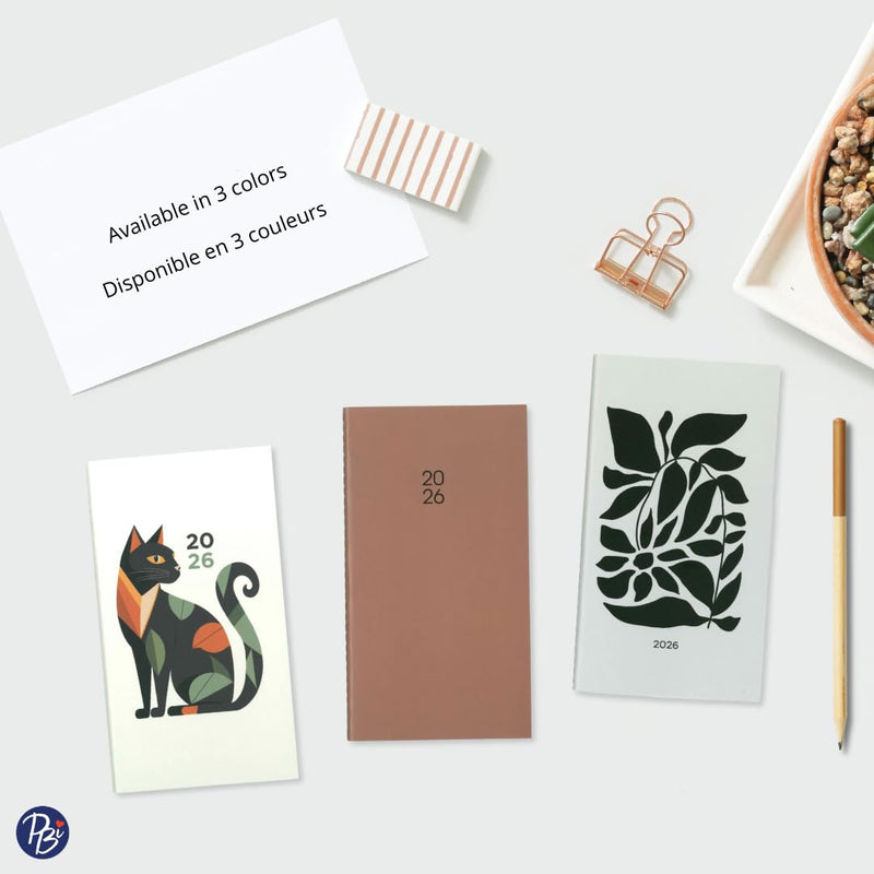 PBI - ANNUAL AGENDA 2026 MINI- BLACK FLOWERS - Limolin 