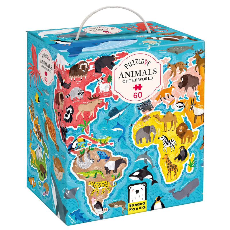 BANANA PANDA - PUZZLOVE - 60pc PUZZLE ANIMALS AROUND the WORLD (4+) - Limolin 