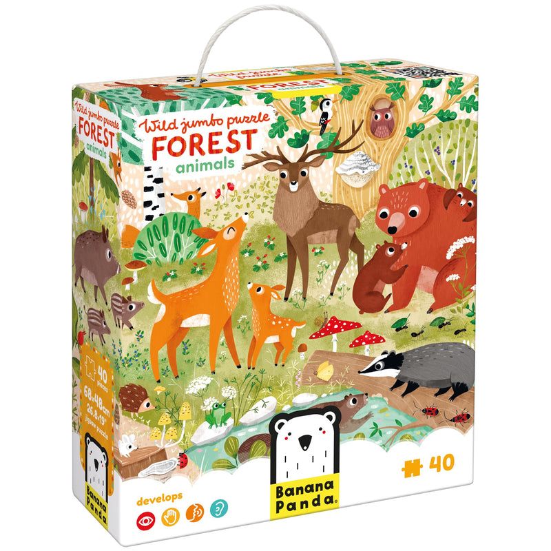 BANANA PANDA - WILD JUMBO - 40pc PUZZLE FOREST ANIMALS (3+)