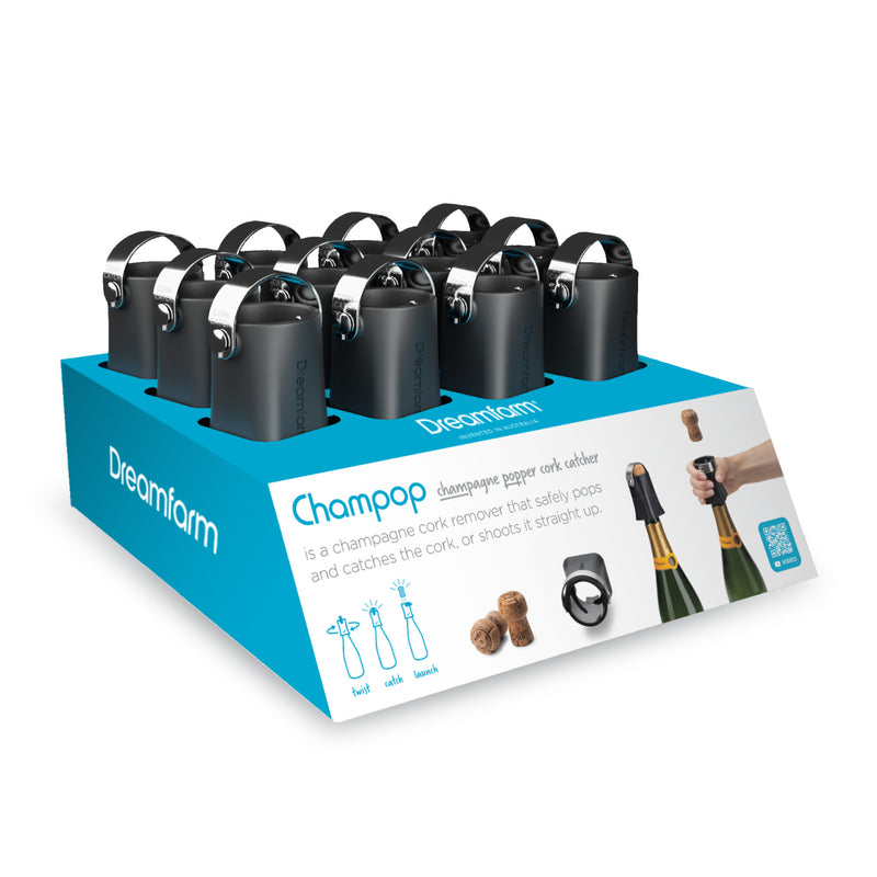 DREAMFARM - Champop Black 12/CDU Champagne Popper Cork Catcher