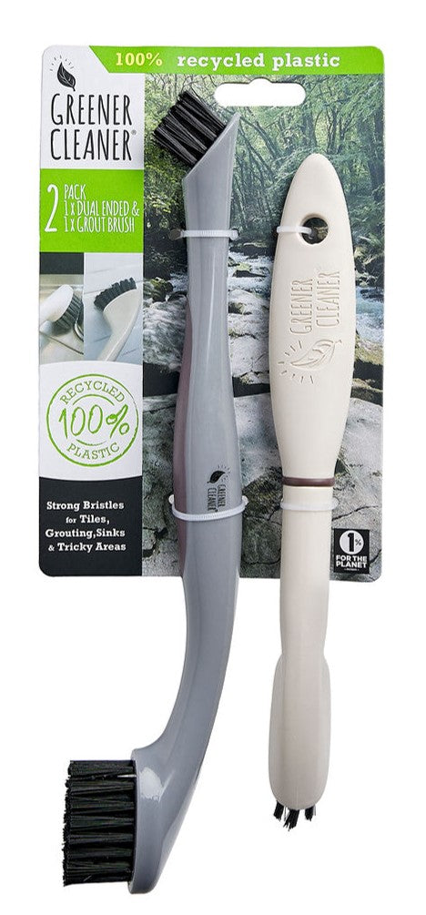 GREENER CLEANER - Dual Ended & Grout Brush 2 / ST Cream & Slate Gray