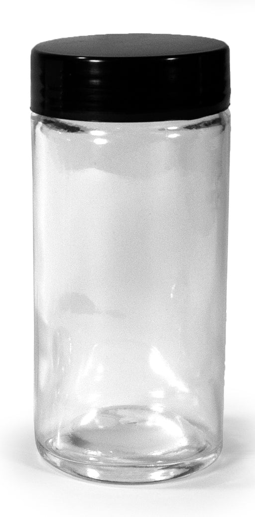 KITCHEN BASICS - Spice Jar Round Glass w/Black Lid