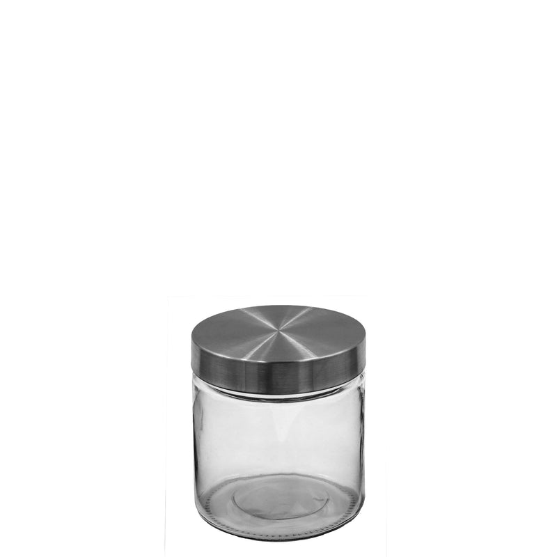 KITCHEN BASICS - Glass Canister w/twist off lid Round 800ml/27oz