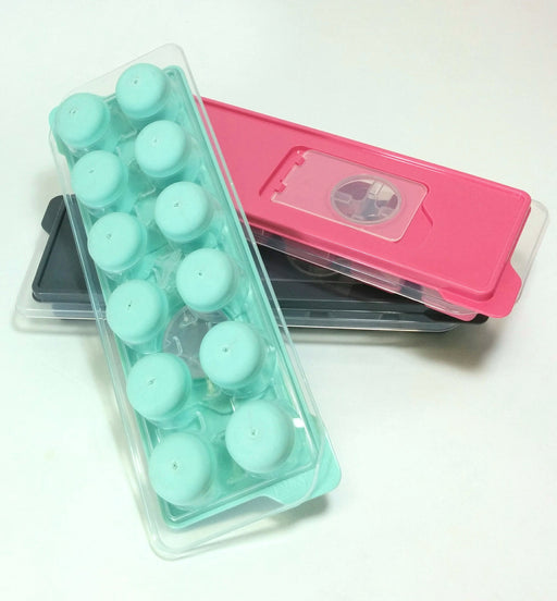 KITCHEN BASICS - Ice Cube Tray w/Lid 12 Round Cubes Assorted Colour