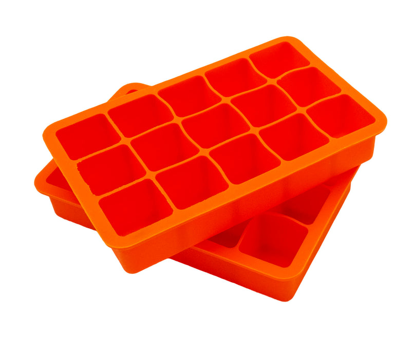 KITCHEN BASICS - Ice Cube Silicone Mold 2/ST Orange 15/Cubes
