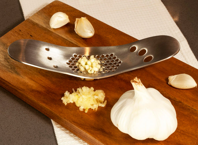 KITCHEN BASICS - Garlic Crusher w/Herb Stripper Stainless-Steel