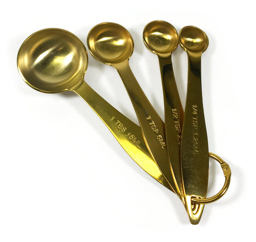KITCHEN BASICS - Measuring Spoons 4/ST Gold (1Tbsp,1tsp,1/2tsp,1/4tsp)