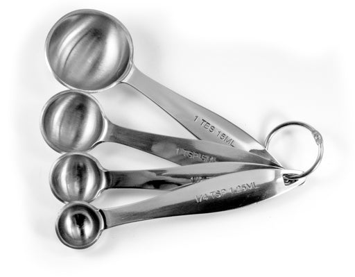 KITCHEN BASICS - Measuring Spoons 4/ST Silver (1Tbsp,1tsp,1/2tsp,1/4tsp)