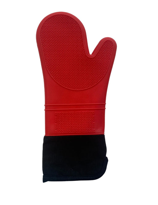 KITCHEN BASICS - Silicone Oven Mitt Long with Cuff Red