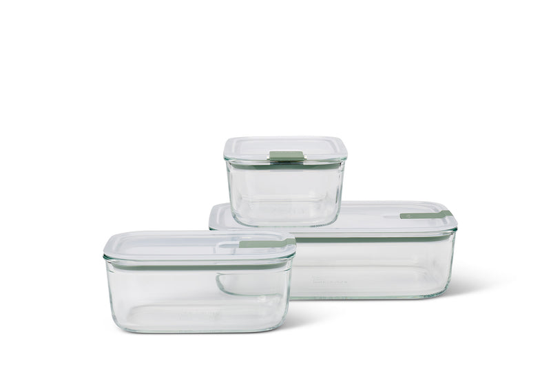 MEPAL - EASYCLIP Rect Glass Box 3/ST Medium (2x700ml/23oz,1x1500/50oz) N-Sage