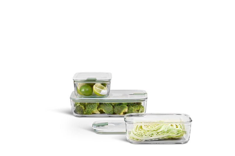 MEPAL - EASYCLIP Rect Glass Box 3/ST Large (2x1000ml/33oz, 2250ml/76oz) N-Sage
