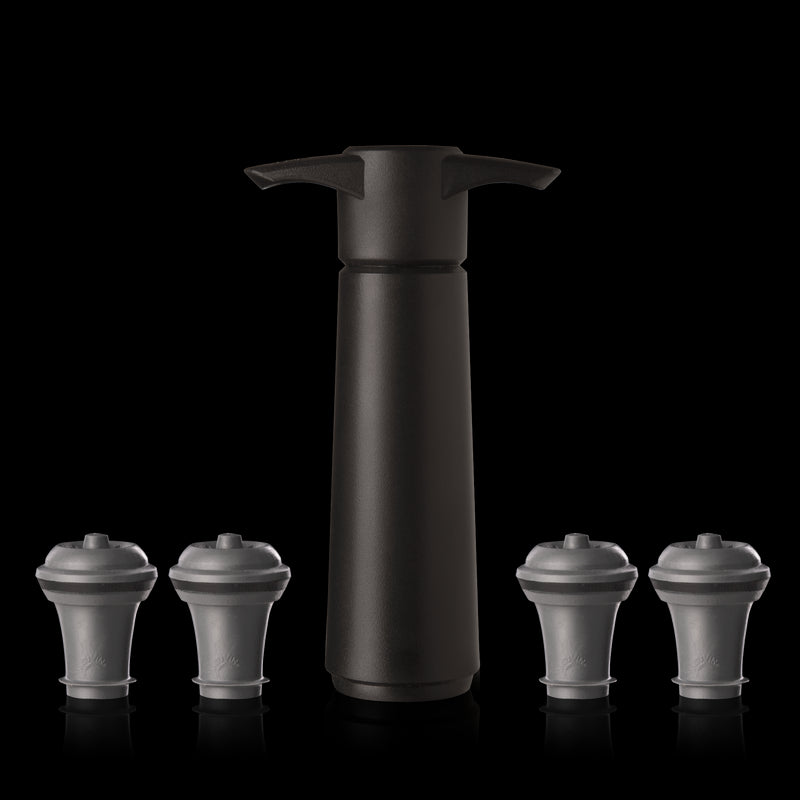VACUVIN - Wine Saver Set 5/ST Black 1 Pump, 4 Stoppers