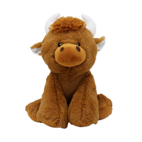 PLUSH - 12" SITTING ANIMALS - HIGHLAND BROWN COW